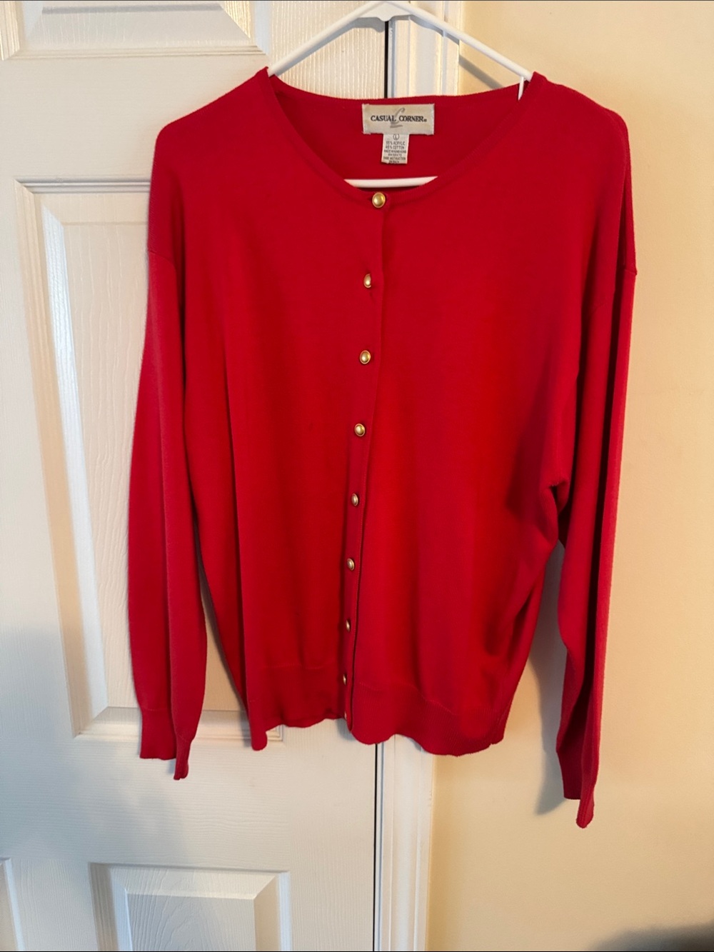 Casual Corner Bright Red Button-Front Cardigan